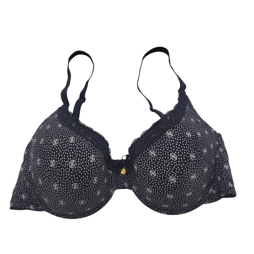Adrienne Vittadini Underwire Bra Black Full Figure Uplift Demi Size 40D